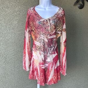 Desigual Red and White Boho Tunic